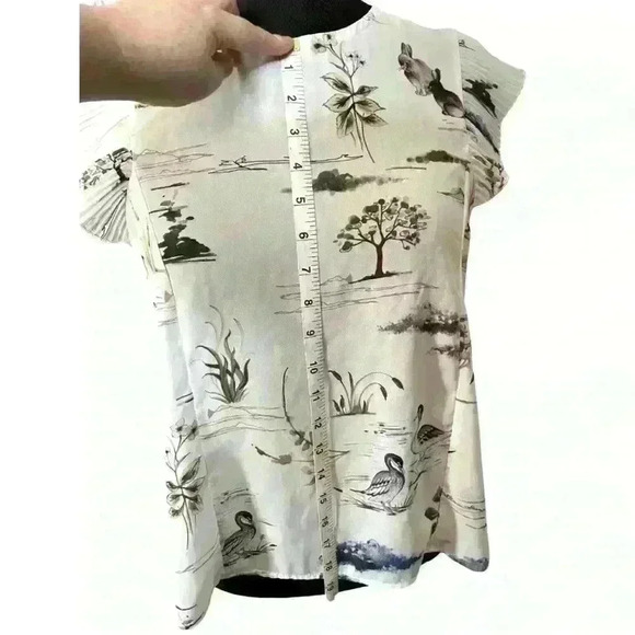 Westmoon Ruffle Sleeve  Nature Pattern Blouse - Picture 8 of 11